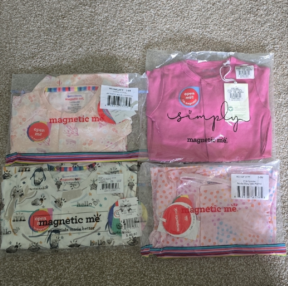 Magnetic Me Pink and Cream Kids Pajama Set Baby Girl 3-6 Month